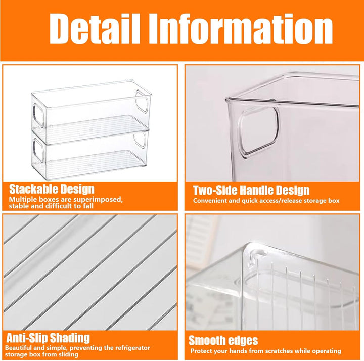 6er Set Kühlschrank Organizer Stapelbar, Durchsichtig Speisekammer Vorratsbehälter Behälter für Teeb
