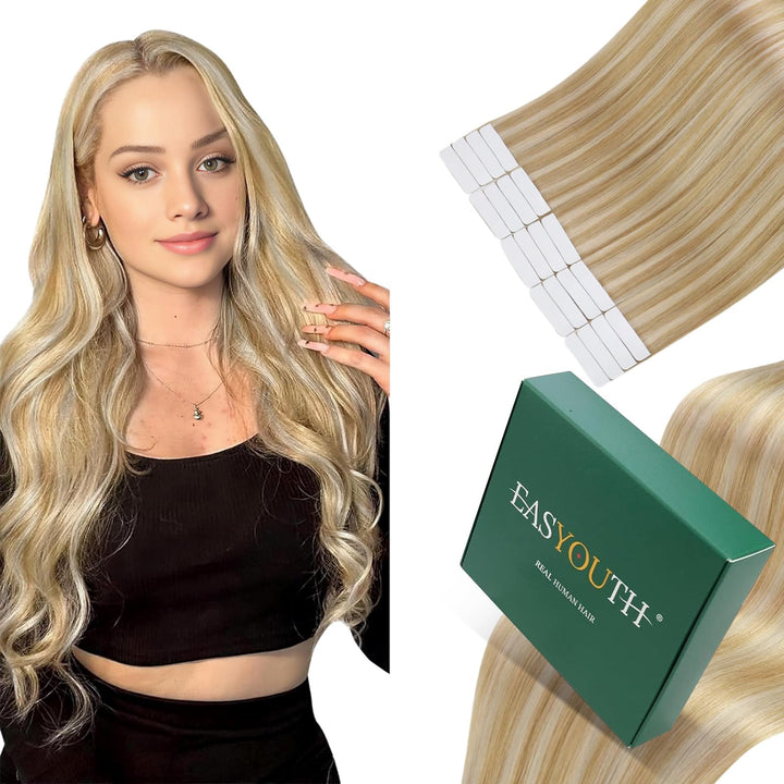 Easyouth Tape in Extensions Echthaar Ombre Extensions Tape in Echthaar 24 Zoll 50g Farbe Honigblond