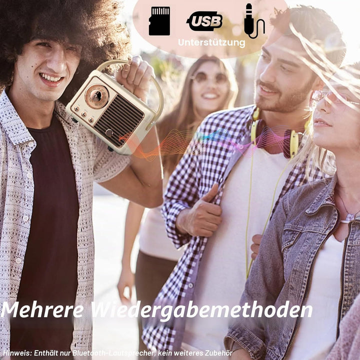 Retro-Bluetooth-Lautsprecher, Vintage-Lautsprecher mit altmodischem klassischem Stil, lauter Lautstä