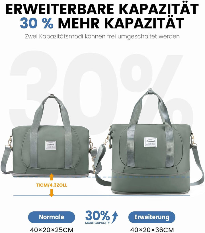 LOVEVOOK Ryanair Handgepäck 40x30x20, Erweiterbare Kleine Reisetasche Handgepäck Tasche für Flugzeug