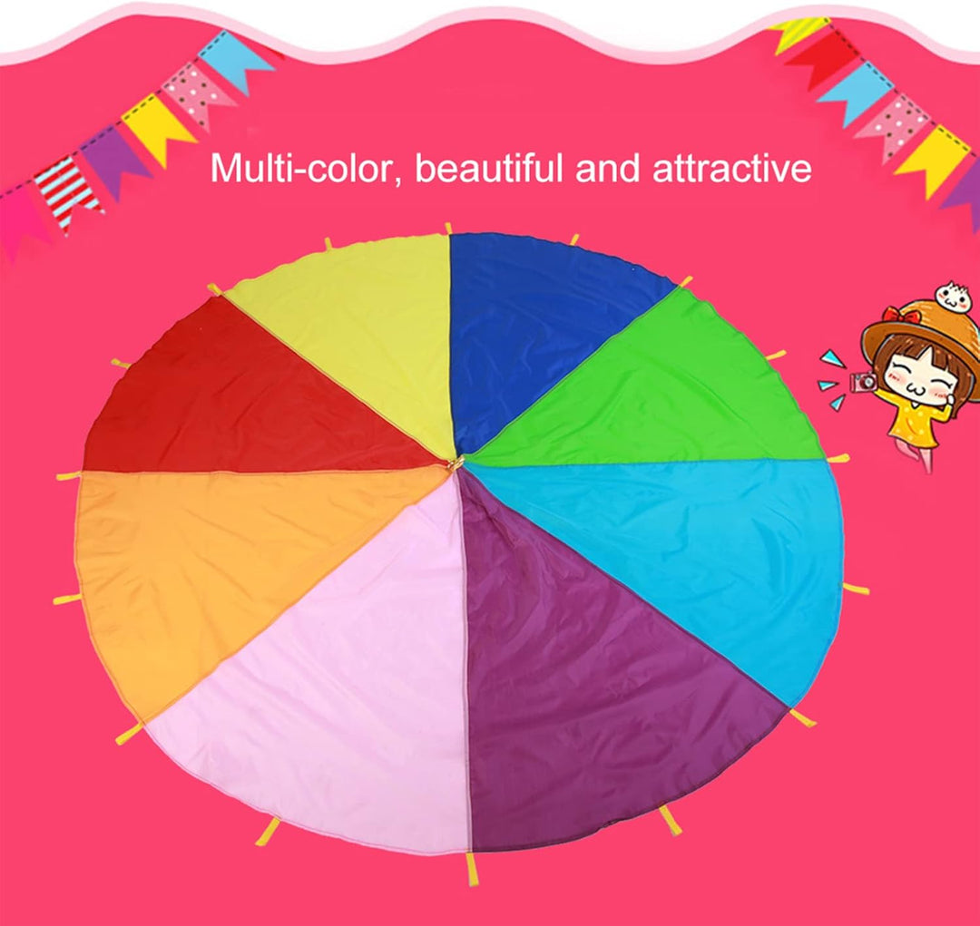 SPYMINNPOO Regenbogen Schwungtuch, 3/3,6/6 Meter Bunt Fallschirm für Kinder Spielzeug, Mehrfarbiges