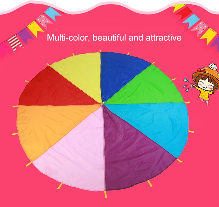 SPYMINNPOO Regenbogen Schwungtuch, 3/3,6/6 Meter Bunt Fallschirm für Kinder Spielzeug, Mehrfarbiges