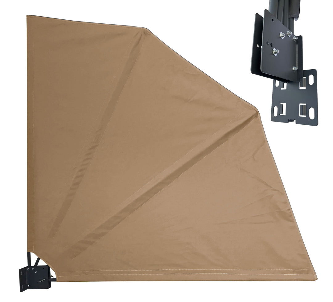 QUICK STAR Balkonfächer 115 x 115 cm Beige, Easy Mount Wandplatte, Balkon Sichtschutz Fächer Blickdi