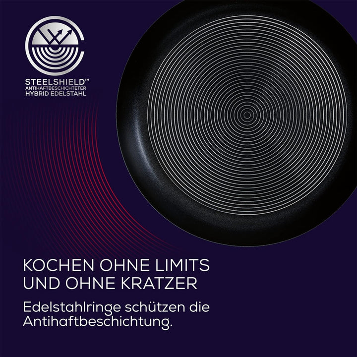 Circulon SteelShield Edelstahl Pfanne Induktion mit Pfannenwender - Bratpfanne 22 cm- Spülmaschinenf