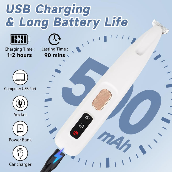 Hundeschermaschine mit LED-Licht, Pfotentrimmer für Hunde, USB Wiederaufladbarer Hund Pfoten Trimmer