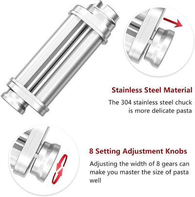 Assiduous Nudelaufsatz für Bosch Standmixer, 3 Stück Pasta Roller für Bosch Nudelaufsatz Set, inklus