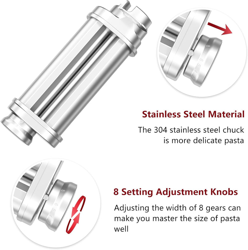 Assiduous Nudelaufsatz für Bosch Standmixer, 3 Stück Pasta Roller für Bosch Nudelaufsatz Set, inklus