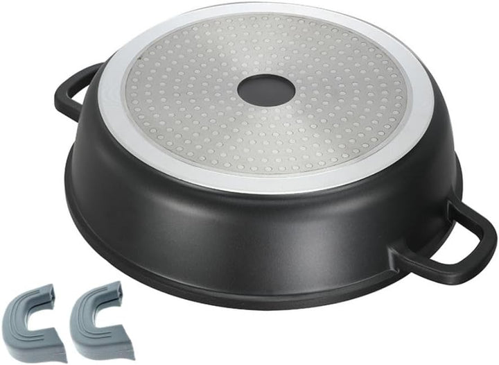 HQ Premium XL Bräter Servierpfanne mit Granit Keramikbeschichtung 6 Liter 36cm Durchmesser - Griff m