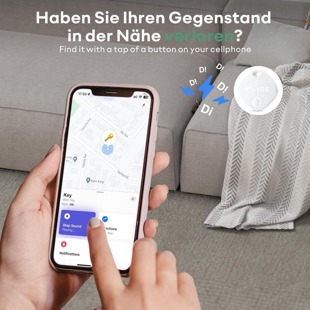 ATUVOS Air Tag Schlüsselfinder Keyfinder 1 Pack, Smart Tracker Kompatibel mit Apple Wo ist? APP (iOS