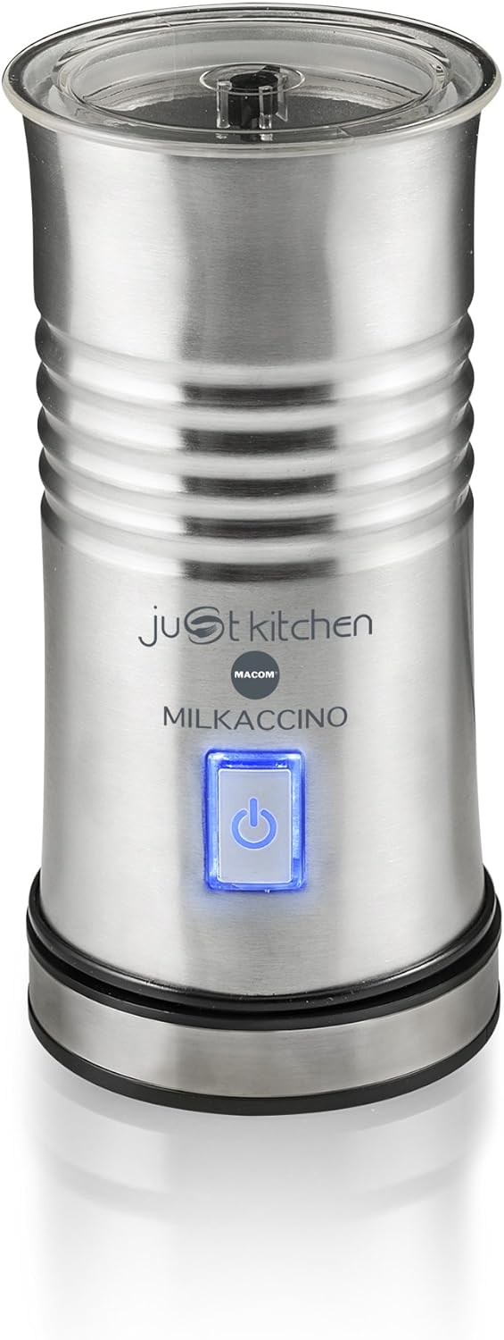 Macom Just Kitchen 867 milkaccino montieren schäumt/Elektrischer Milchschäumer, Edelstahl gebürstet