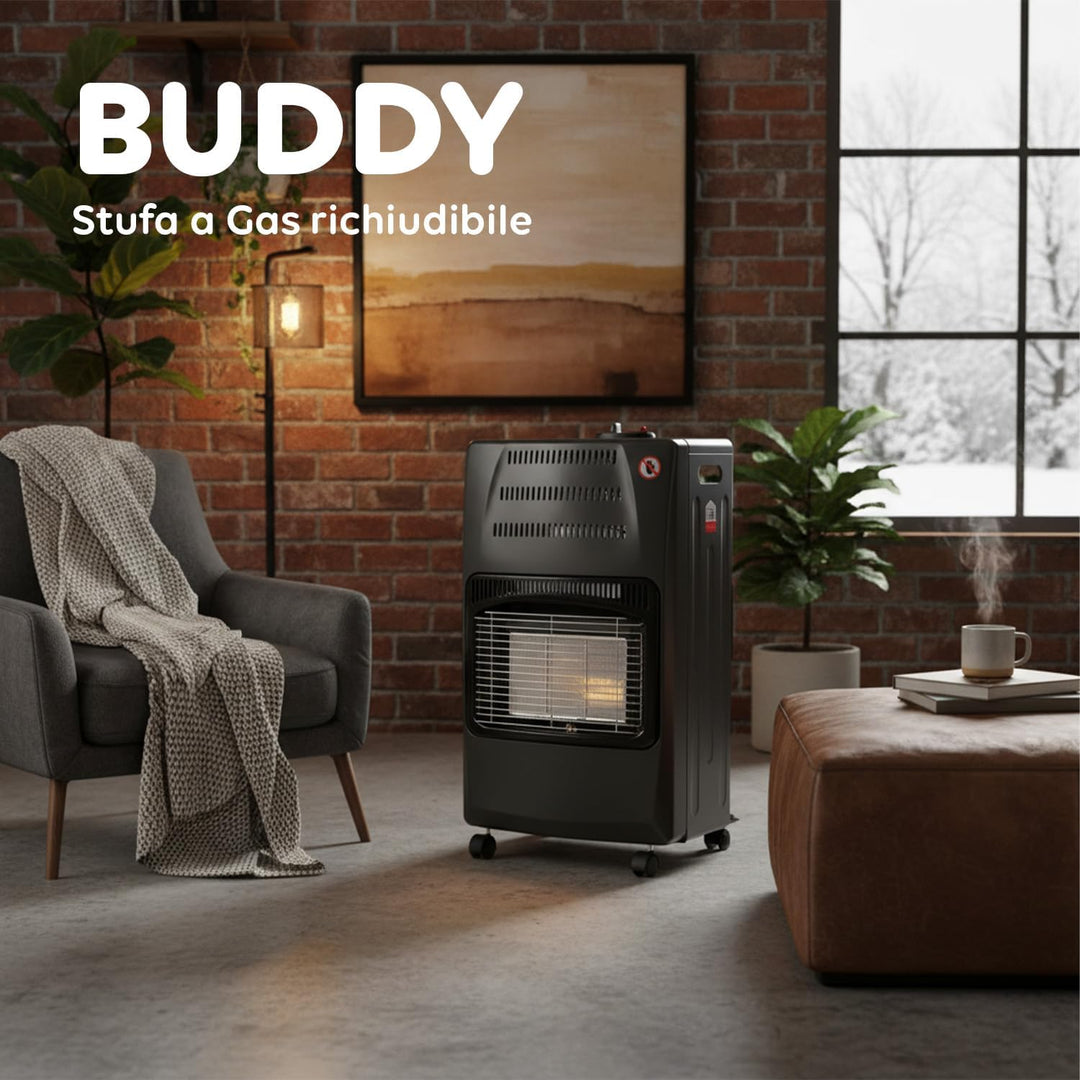Wintem Gasherd, Schwarz, LPG, 4,2 kW, mit 3 Heizstufen und sicherer Piezo-Zündung, leicht zu bewegen
