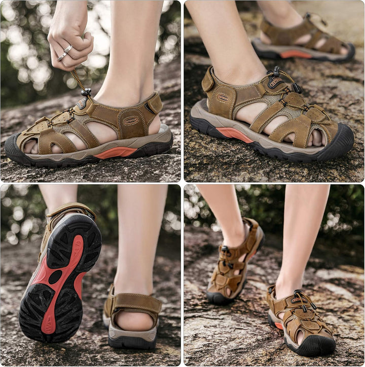 Sandalen Herren Strand Trekkingsandalen Wanderschuhe Sportsandalen | Männer Wandersandale Leder Stra