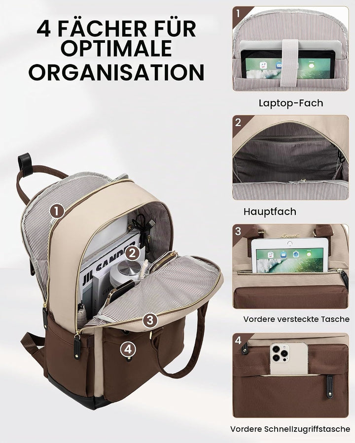 LOVEVOOK Arbeitstasche Reiserucksack Damen, 15,6 Zoll Laptop Backpack Women Wasserdicht, Schulrucksa