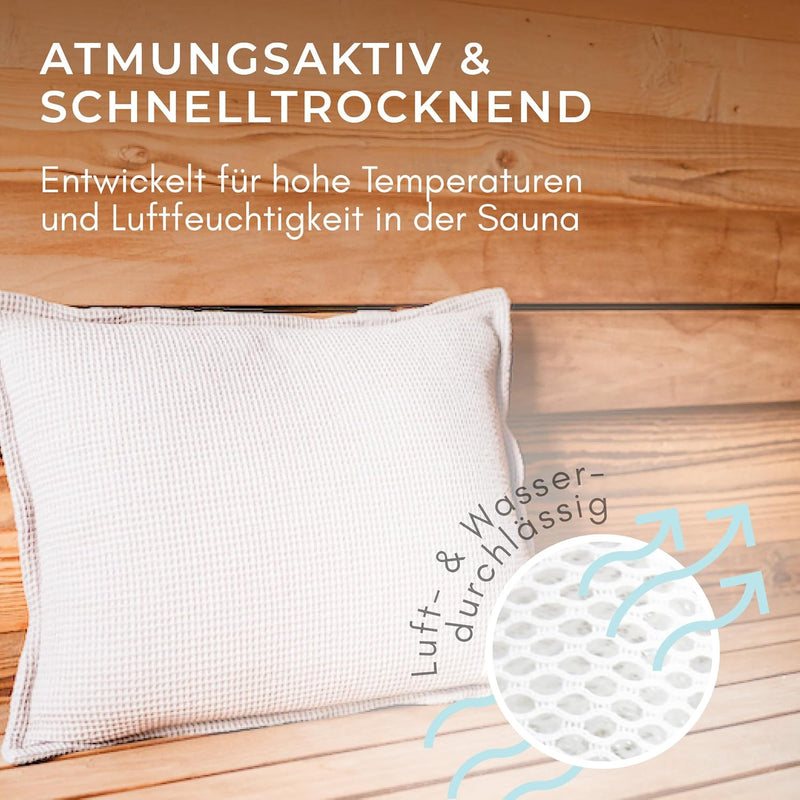 SAUNASOFA® Sauna-Kissen hitzebeständig & waschbar | Made in EU aus Bio-Baumwolle | Sauna-Zubehör für