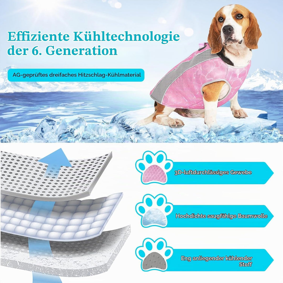 2 in 1 Winterhundemantel und Sommer Hundekühlweste aufgerüstetes Geschirr Kühljacke, atmungsaktive V