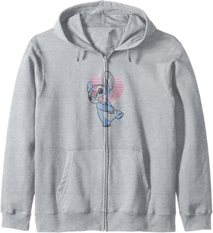 Disney Lilo & Stitch Valentinstag Stitch Retro Pink Heart Kapuzenjacke