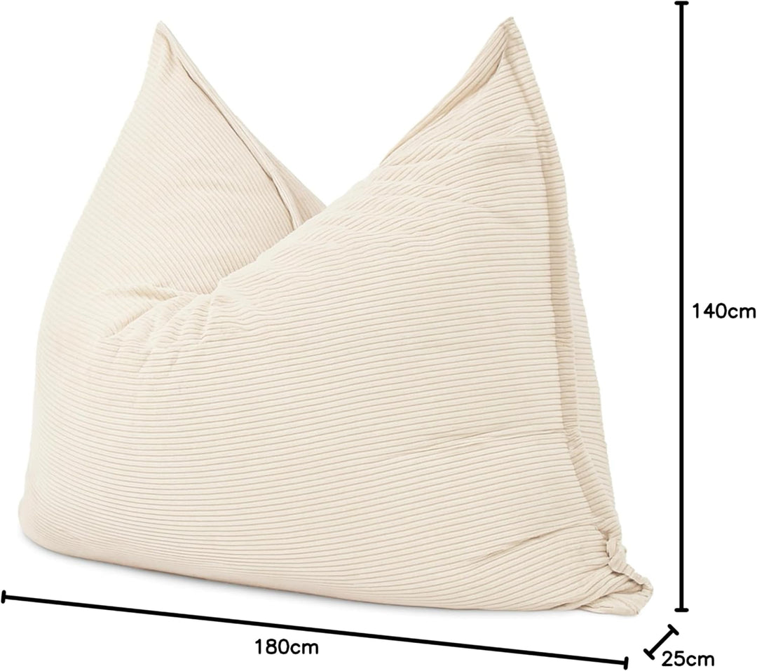 Riesiger Sitzsack XXL für Innenbereich, aus Cordsamt, 180 x 140 cm, weich, bequem und abnehmbar, gro
