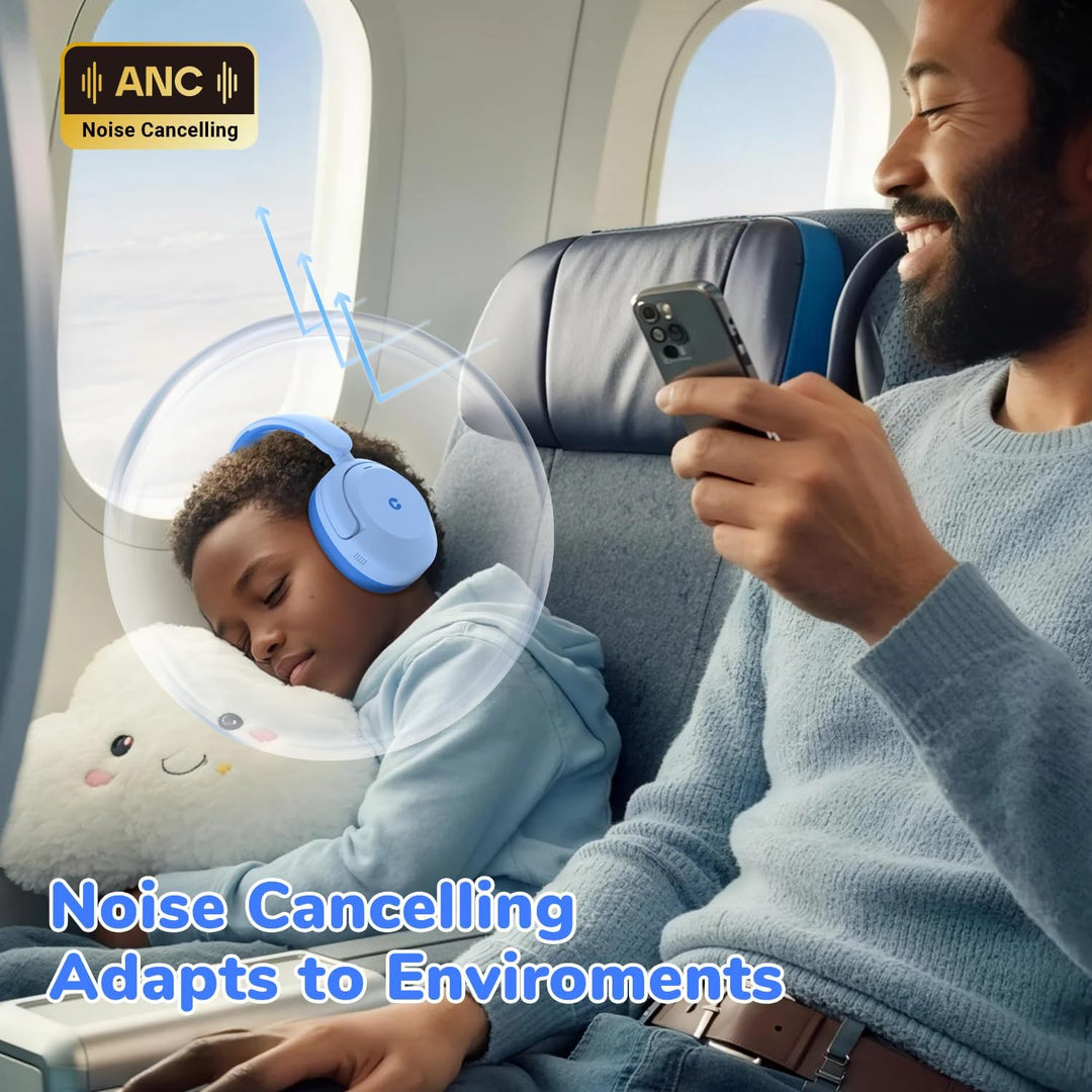 iClever Noise Cancelling Kopfhörer Kinder Bluetooth, 60H Spielzeit, 80dBA Sichere Lautstärke, Bequem