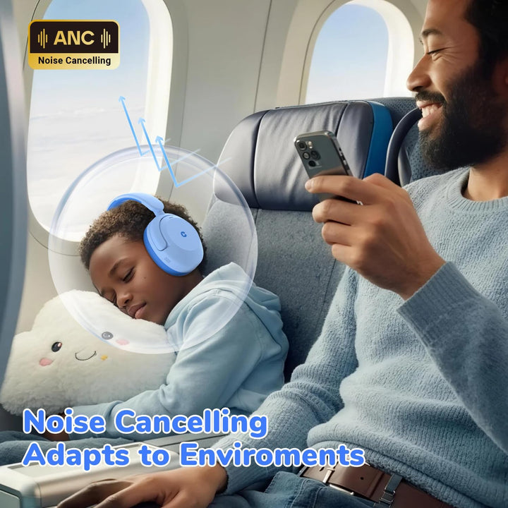 iClever Noise Cancelling Kopfhörer Kinder Bluetooth, 60H Spielzeit, 80dBA Sichere Lautstärke, Bequem