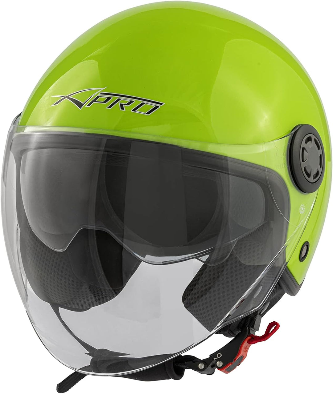 Jethelm Roller Motorrad Helm Zugelassen ECE2205 Lange Klares Visier Sonnenblende 59-60 cm ( L) Grün,
