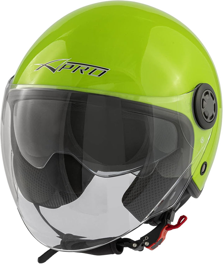 Jethelm Roller Motorrad Helm Zugelassen ECE2205 Lange Klares Visier Sonnenblende 59-60 cm ( L) Grün,