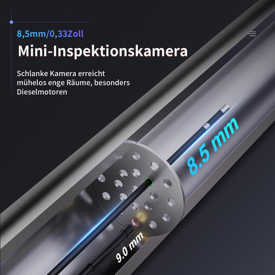Ralcam Endoskopkamera mit Licht Endoscope Camera - Endoskop 8,5mm Inspektionskamera 3,5" HD 1080P Ro