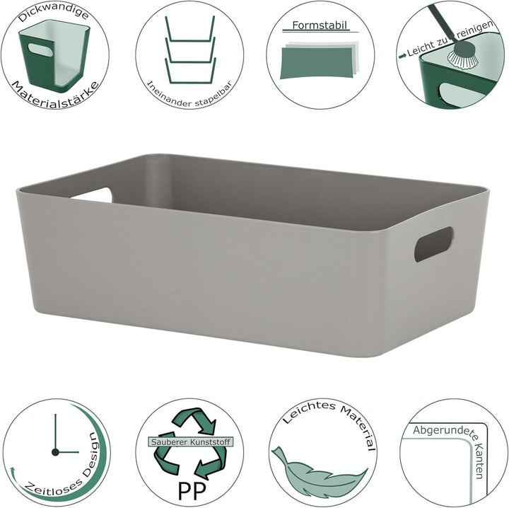 #11 2x Ordnungsbox - 12 cm hoch - taupe - 39,5x 25 cm - Ordnungskorb - Regalorganizer Wandregal 2 St