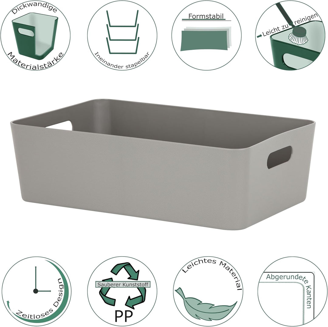 #11 4x Ordnungsbox - 12 cm hoch - taupe - 39,5x 25 cm - Ordnungskorb - Regalorganizer Wandregal 4 St