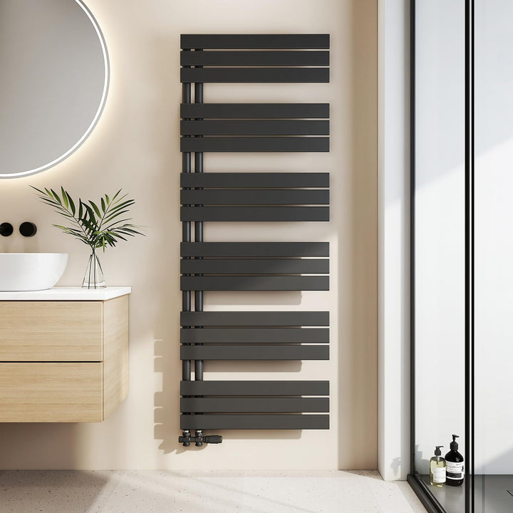 EMKE Badheizkörper Flach 1599x600 mm, Handtuchheizkörper mit Seitenanschluss, Effizienter Handtuchwä