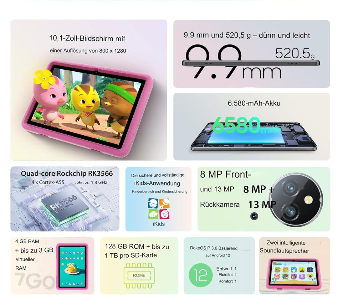 Blackview - Tab 8 Kids WiFi - Touchscreen-Tablet für Kinder - Kindersicherung - Ikids vorinstalliert