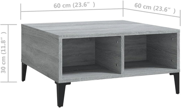 WIFESE Couchtisch mit 4 Fächer 60x60x30 cm Beistelltisch Holz Modernes Design Wohnzimmertisch Kleine