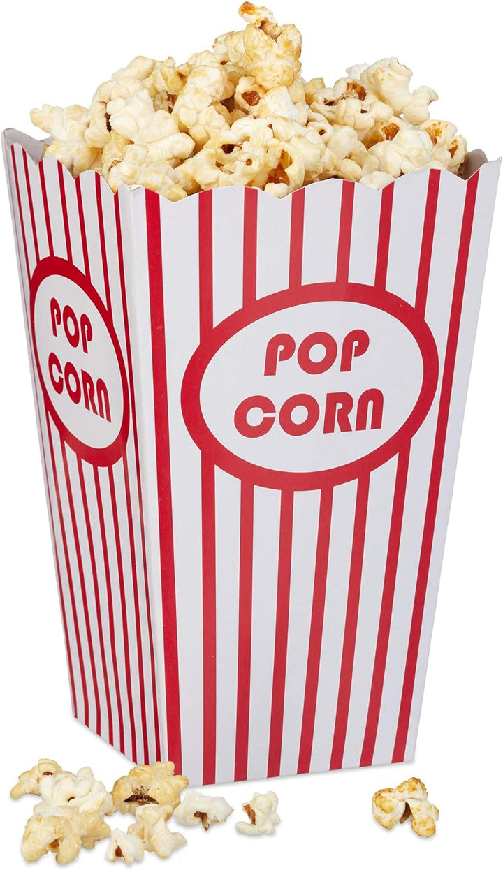 Gadgy Popcorn Maschine | Retro Popcorn Maker & Relaxdays, rot/weiss Popcorntüten, 48 Stück, gestreif