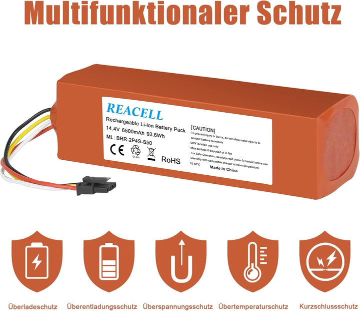 REACELL 14.4V 6500mAh Li-ion Akku für Xiaomi Roborock S5 S50 S6 S7 S5 Max für Mijia Roborock S502-00
