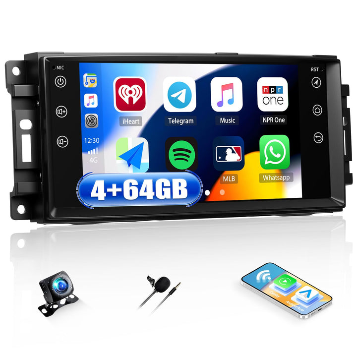 CAMECHO 4+64G 7 Zoll DSP Autoradio für Jeep Wrangler Ram JK Dodge Challenger mit Wireless Carplay, A