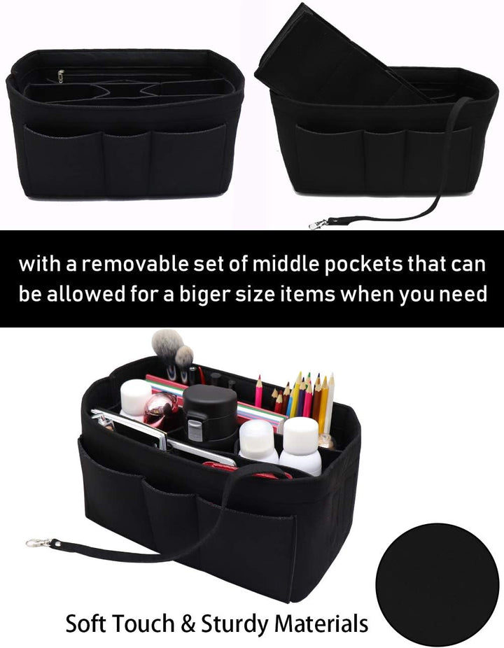 LEXSION Felt Insert Fabric Purse Organizer Bag, Bag Insert In Bag with Zipper Inner Pocket Fits Neve