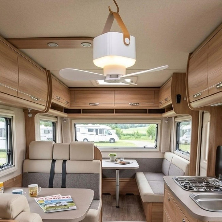 HAC24 2x Portabler Akku Ventilator zum Hängen mit Licht &amp; Fernbedienung Outdoor Camping Deckenventil