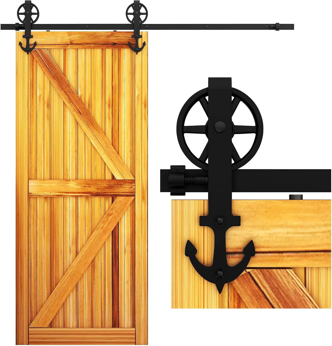 WOLFBIRD 213cm (7FT) Hardware Schiene Kit Schiebetür Rolle Grosses Rad, Verwendet für Schiebetürbesc