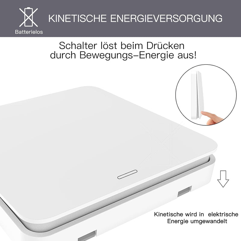 TangVita Funkschalter SET KS5 (vorhandener Schalter bleibt erhalten) Drahtlos Kinetischer Batterielo