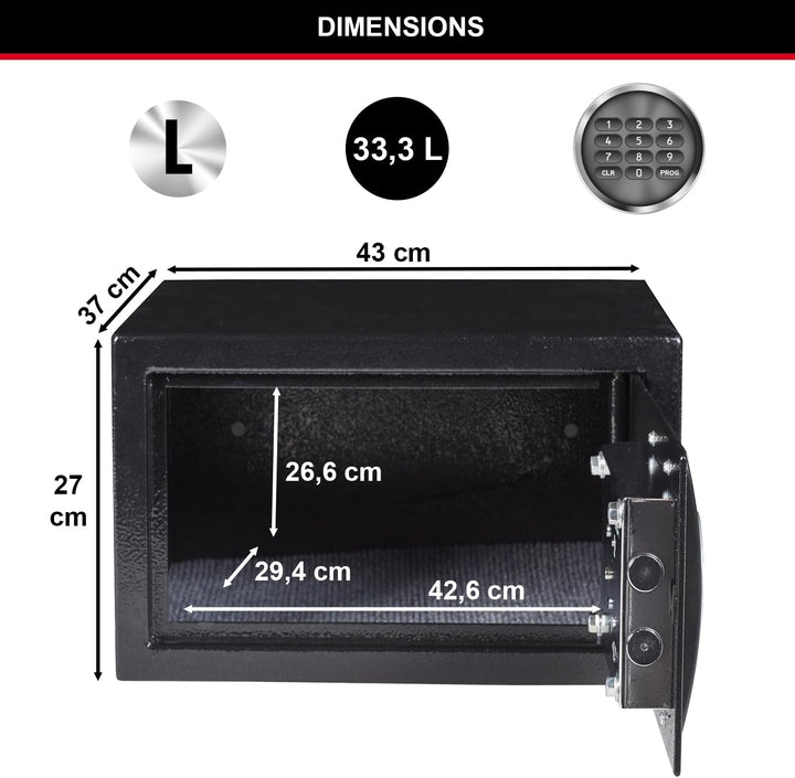 Master Lock Tresor mit Zahlenschloss, elektronische Kombination, 33 L, 27 x 43 x 37 cm Kombinationss