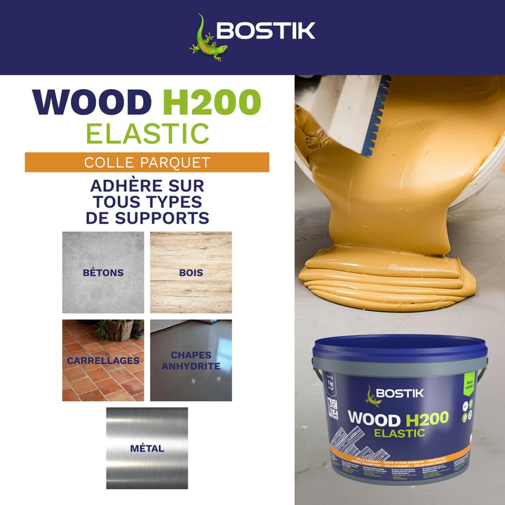 Bostik - Parkettkleber Holz H200 - Hochleistungs-Hybridkleber für alle Arten von Parkett und Heizböd