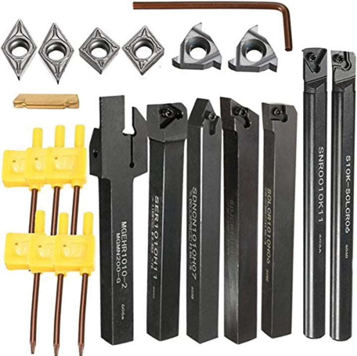 EsportsMJJ 7pcs 10mm Schaftdrehmaschine Drehen Werkzeughalter Bohrstange mit Hartmetalleinlagen