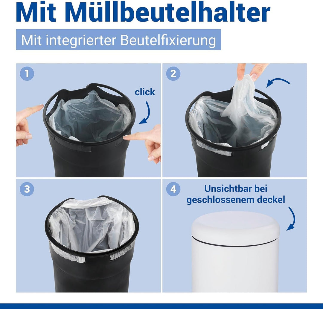 WENKO Treteimer Mod. Leman, 5 Liter, mit herausnehmbarem Einsatz, aus lackiertem Stahl, 21 x 24 x 28