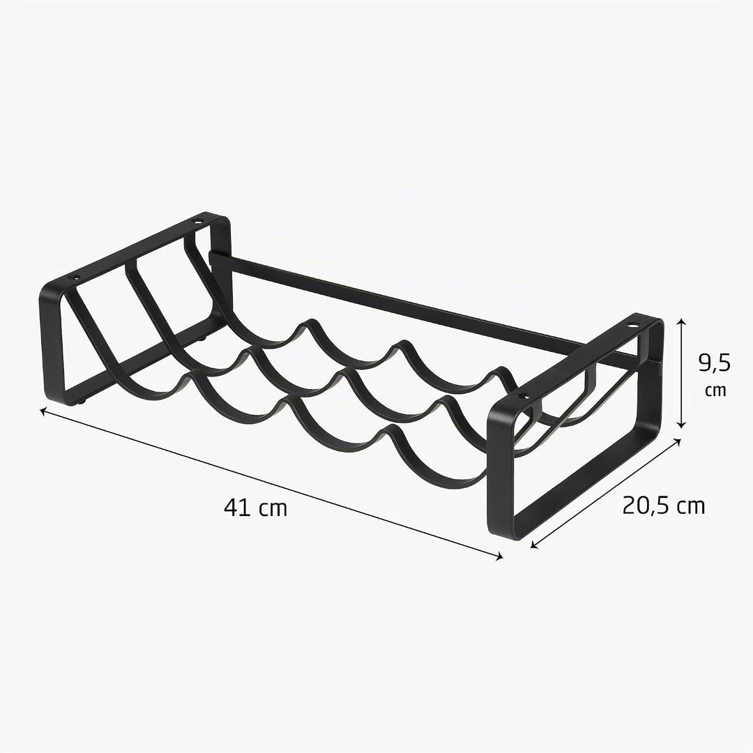 Amig - Flaschenregal für 4 Flaschen - Schwarzes Stahlregal - Flaschenhalter für Küche, Speisekammer,