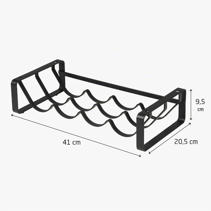 Amig - Flaschenregal für 4 Flaschen - Schwarzes Stahlregal - Flaschenhalter für Küche, Speisekammer,
