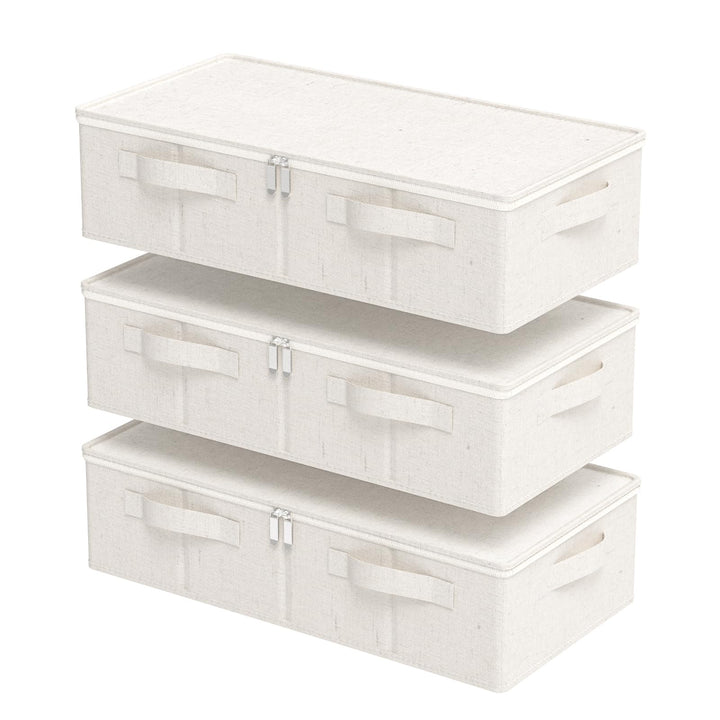 Unterbett Aufbewahrungsbox, Faltbare Tasche für Bettlaken mit Deckel, Unterbettbox Organizer mit Rei