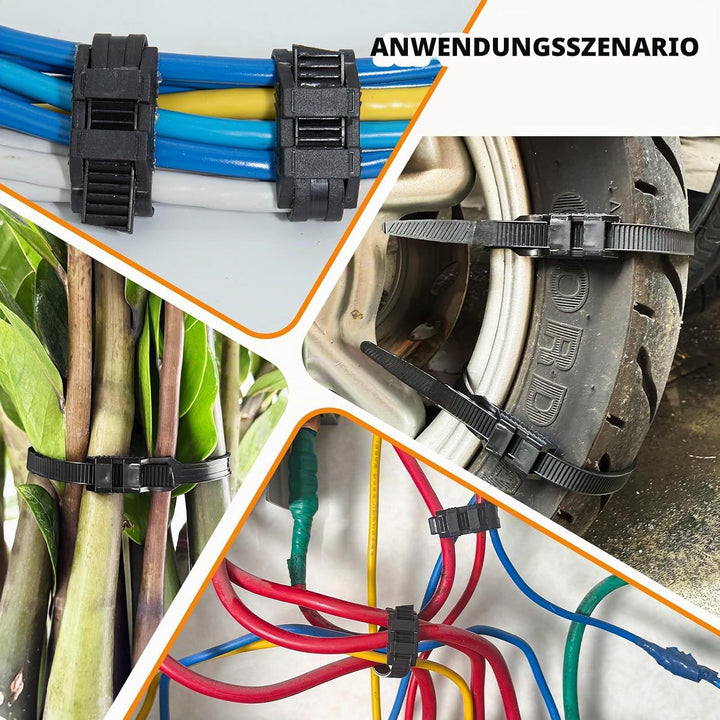 9mm x 360mm Doppelsperre Kabelbinder Lang Set Schwarz 100 Stück Nylon UV Beständig Grosser Kabelbind