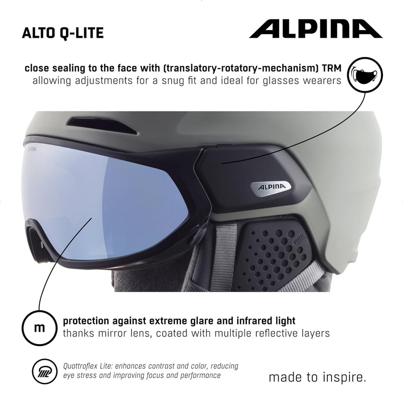 ALPINA ALTO Q-LITE - Sicherer, Stossabsorbierender & Individuell Anpassbarer Skihelm Mit Kontrastver