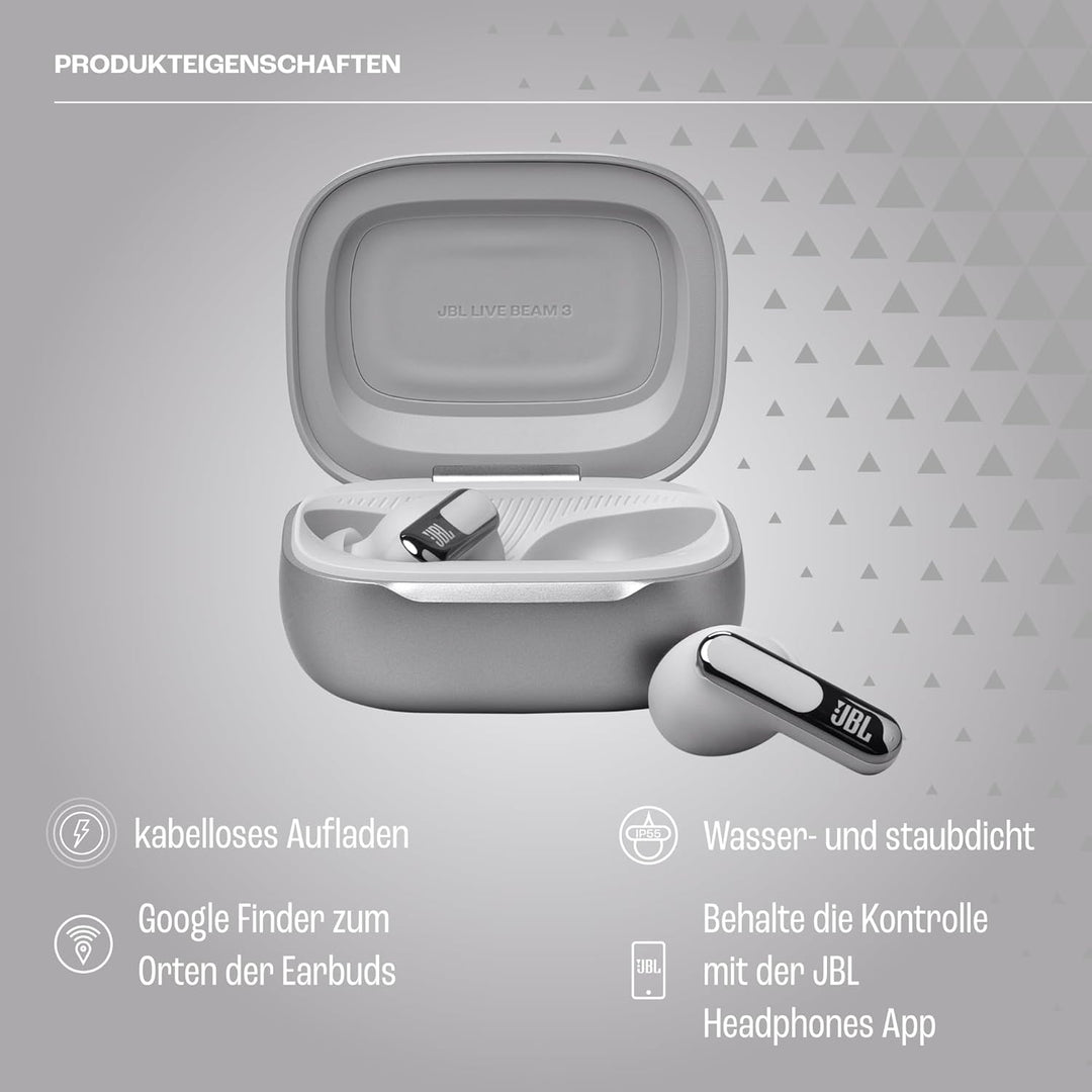 JBL Live Beam 3, Wireless Earbud-Kopfhörer mit Bluetooth, 48 Stunden Akkulaufzeit, True Adaptive Noi