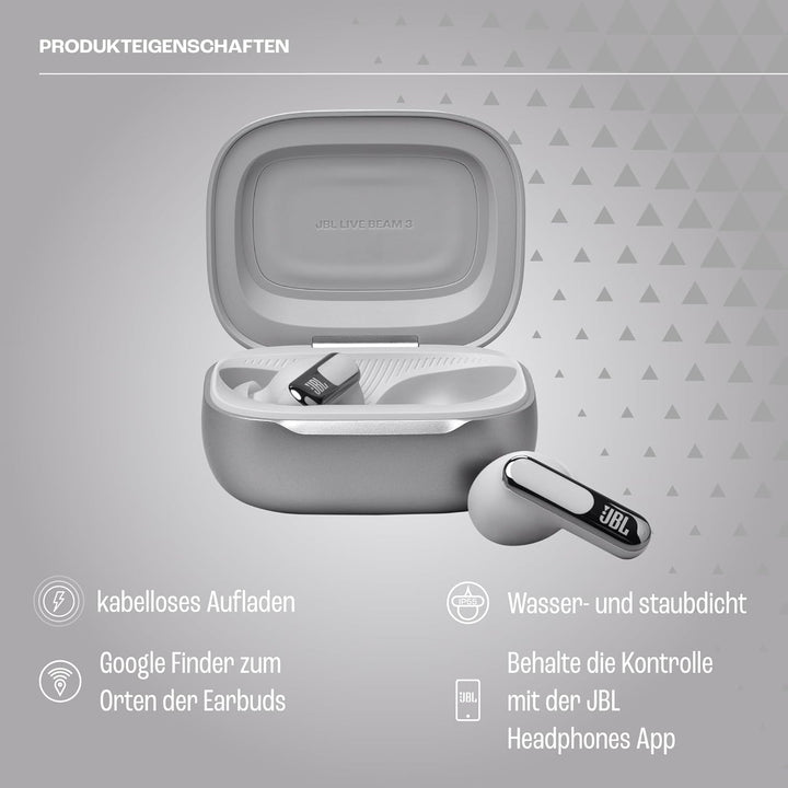 JBL Live Beam 3, Wireless Earbud-Kopfhörer mit Bluetooth, 48 Stunden Akkulaufzeit, True Adaptive Noi