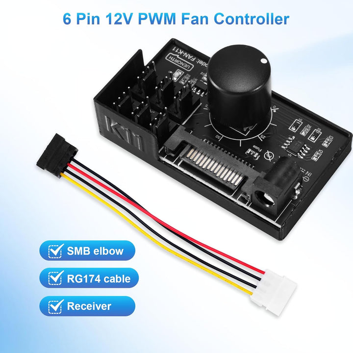 PWM lüftersteuerung Binghe PWM Lüfter Controller mit 1 zu 6 4Pin 12V und Kabel, PC-Lüfter Hub mit SA